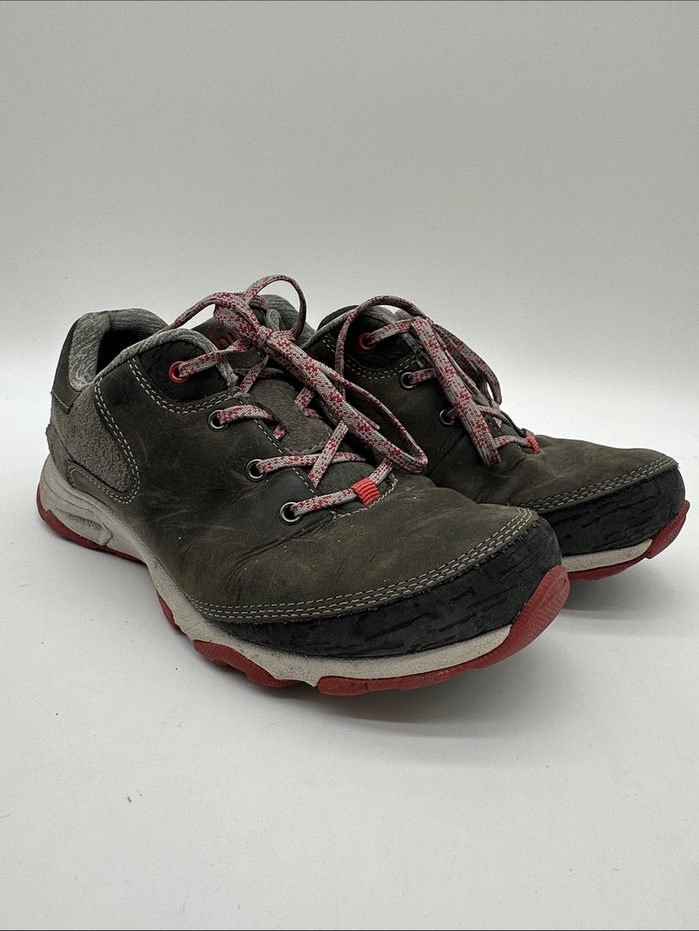Ahnu Women's Sugar Venture Walking Shoes - Gray with Red Accents
